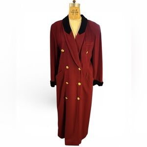 Escada Burgundy Coat with Gold Buttons